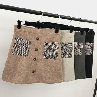 Plaid Pocket A-line Skirt