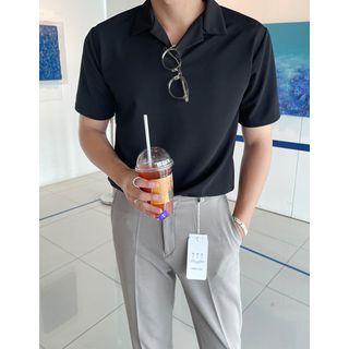 Plain Open-placket Polo Shirt