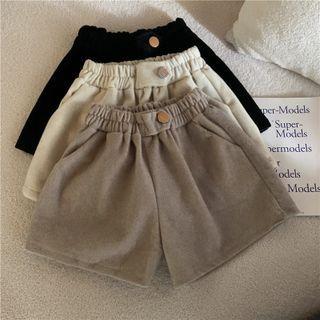 Woolen High-waist Wide-leg Shorts