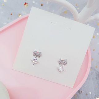 Sterling Silver Rhinestone Bow Earring