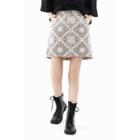 Pocket-side Paisley Miniskirt