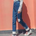 Heart Print Fleece-lined Jeans