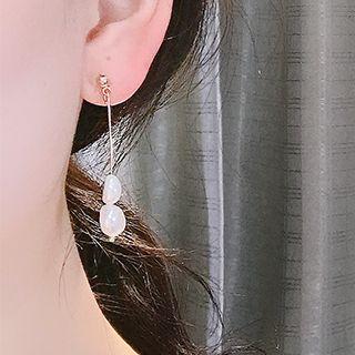 Irregular Pearl Dangle Earring Ae2024 - Two Faux Pearls - One Size