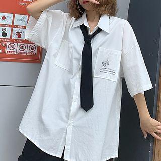 Short-sleeve Butterfly Pocket Shirt / With Tie