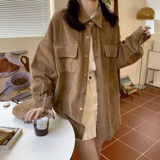 Long Sleeve Plain Corduroy Jacket