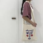 Printed Canvas Tote Smiley Face - Off-white - One Size