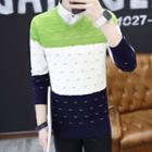 Shirt Collar Inset Patterned Sweater