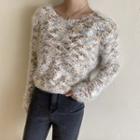 Multicolor Furry Cropped Sweater