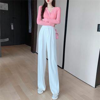 High-waist Wide-leg Pants / Cropped Cardigan