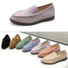 Oval-toe Suedette Loafers