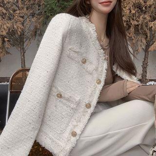 Tassel Trim Button-up Jacket