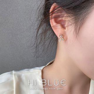 Faux Pearl Butterfly Earring 1 Pair - Gold - One Size
