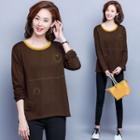 Ripped Round-neck Long-sleeve T Shirt