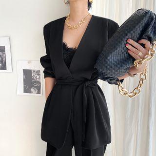 One-button Jacket With Sash