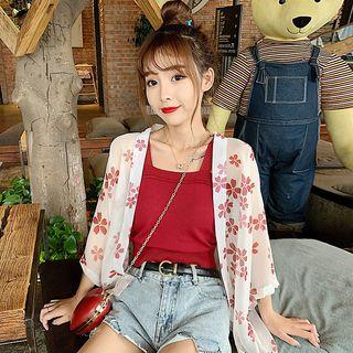 Floral Light Jacket / Knit Camisole Top