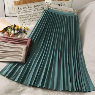 Elastic-waist Pleated A-line Skirt In 7 Colors