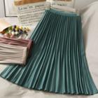Elastic-waist Pleated A-line Skirt In 7 Colors