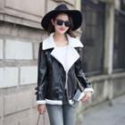 Faux-leather Buckled Zip Jacket