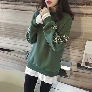 Embellished Mock Two-piece Sweatshirt
