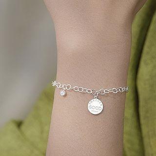 Lettering Disc Sterling Silver Bracelet