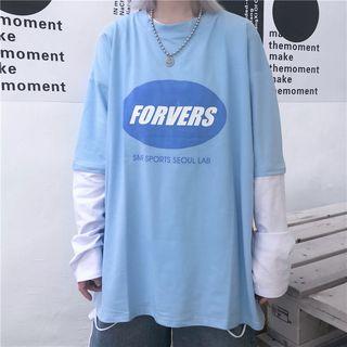 Mock Two-piece Letter Print T-shirt