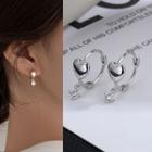 Heart Rhinestone Alloy Dangle Earring 1 Pc - Silver - One Size