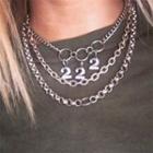 Set: Number 2 Pendant Chunky Chain Necklace 0381 - Silver - One Size