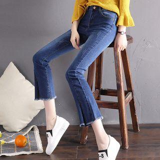 Fringed Slitted Jeans