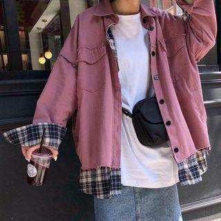 Mock Two-piece Oversize Button Jacket