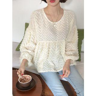 Round-neck Fringed A-line Top One Size
