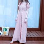 Off Shoulder Short-sleeve Maxi Dress