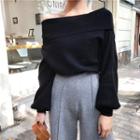 Off-shoulder Puff-sleeve Sweater