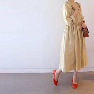 Hidden-button Pleated A-line Dress