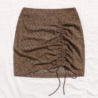 Leopard Drawstring Mini Pencil Skirt