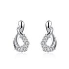 Fashion Elegant Geometric Cubic Zircon Stud Earrings Silver - One Size