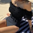 Elbow-sleeve Off-shoulder Lace Swimsuit