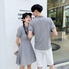 Couple Matching Short-sleeve Mini Polo Dress / Short-sleeve Polo Shirt