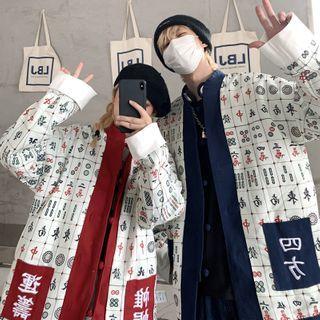 Mahjong Print Revisable Frog-button Jacket
