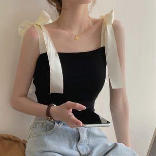 Bow Accent Camisole Top Black - One Size