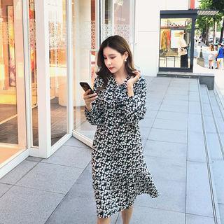 Floral Print Shirtdress Black - One Size