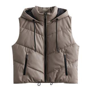 Padded Faux Leather Zip Vest