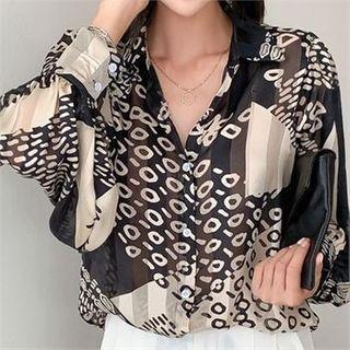 See-through Pattern Shirt Black - One Size