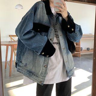 Long-sleeve Gradient Panel Denim Jacket