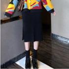 Side Slit Knit Pencil Midi Skirt Skirt - One Size