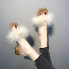 Fluffy Mid-heel Slide Sandals