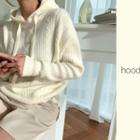 Drawcord Cable-knit Hoodie One Size