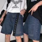 Couple Matching Letter Embroidered Denim Shorts