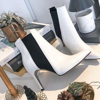 Pin-heel Gore-side Pointy Ankle Boots