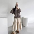 Inset Sweatshirt Tiered Maxi Skirt
