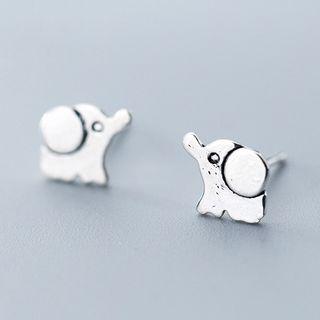 925 Sterling Silver Elephant Stud Earring As Shown In Figure - One Size